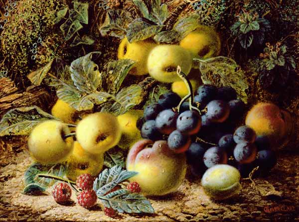 Still Life with Apples, Plums, Grapes and Raspberries a Oliver Clare